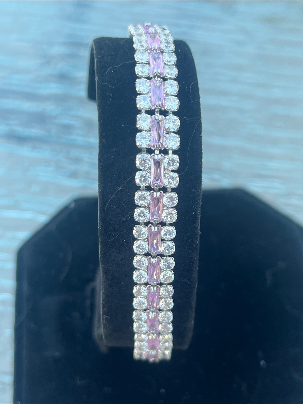New Fifth Avenue Collection Pink & Clear Rhinestone Tennis Adjustable Bracelet